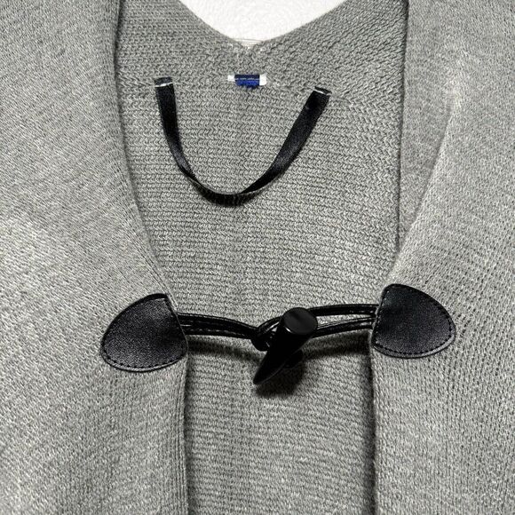 Apt. 9 Wrap Sweater Shawl Gray Knit Open Sides Poncho Ruffle Hem Womens One Size - Picture 3 of 7